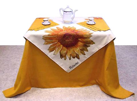 Nappe de table tissée Tournesol et Six serviettes