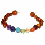 Bracelet bébé en ambre avec pierres précieuses 7 Chakras