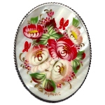 Broche en nacre motif fleurs