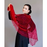 Étole rouge framboise - chale russe tricoté à la main