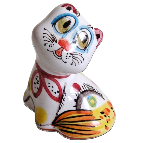 Chat - Figurine en majolique