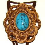 Collier en bois - pendentif Turquoise