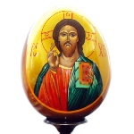 Icone Jésus Christ peinte sur oeuf 
