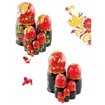 Poupee russe grande taille - fraise de Khokhloma