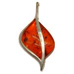 Pendentif en ambre cognac - Feuille