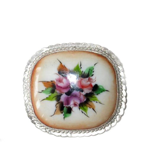 Broche en email Bouquet de roses