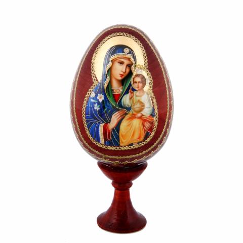 Icone de la Sainte Vierge Marie sur l'oeuf en bois