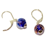 Boucles d'oreille Murano - Bleu et Or