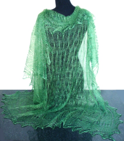 Châle Vert tricote main