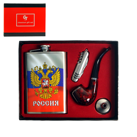 Flasque Russie - Coffret Cadeau avec Pipe