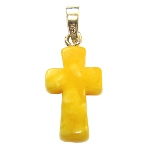 Pendentif Croix Ambre blanc