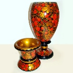 Grand Vase en bois Khokhloma