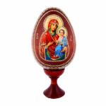 Icone de la Sainte Vierge Iverskaya sur l'oeuf en bois