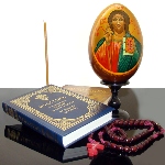 Icone du Christ peinte - icone peine sur oeuf en bois