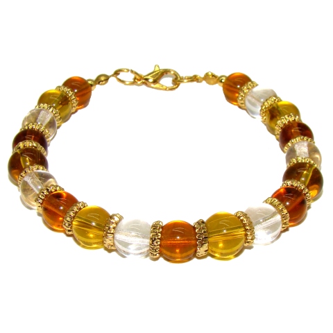 Bracelet Murano perles couleur ambre