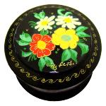 Boite ronde en bois - Fleurs