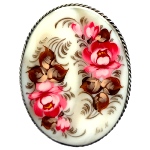 Broche nacre motif fleurs