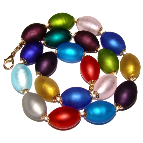 Collier Murano - Perles Ovales multicolores