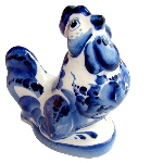 Figurine Coq en porcelaine russe Gzhel