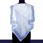 Foulard de tête en coton blanc et bleu