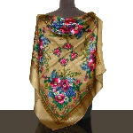 Foulard russe à motif floral avec lurex 