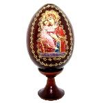 Icone de la Sainte Vierge de Vladimir sur l'oeuf en bois