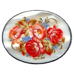 Broche en nacre motif fleurs