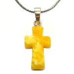 Pendentif Croix Ambre blanc