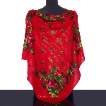 Foulard russe rouge - foulard motif floral avec lurex 