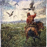 Tapisserie scène de chasse - Chasse au faucon