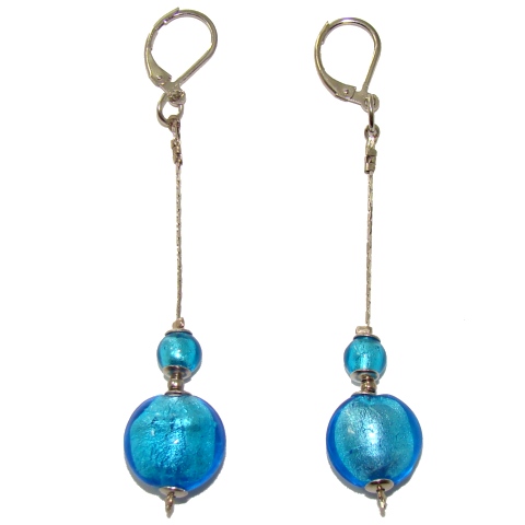 Boucles d'oreille pendantes Murano - Turquoise