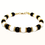 Bracelet Murano perles Noir et Blanc