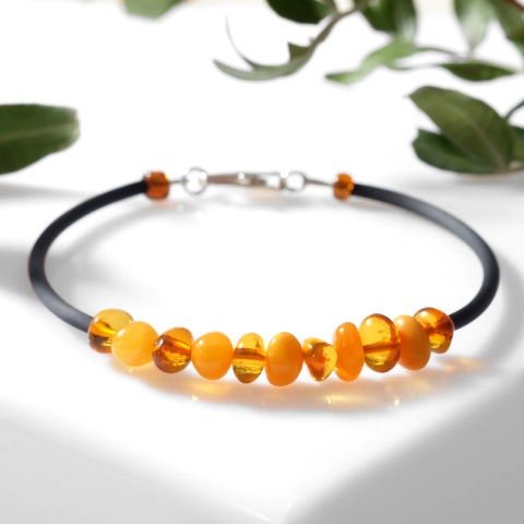 Bracelet en ambre naturel avec perles d'ambre
