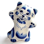 Figurine Chat debout en porcelaine