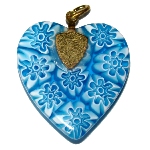 Pendentif Cœur Murano turquoise