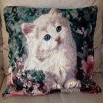 Housse de coussin Chaton blanc