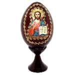 Icone Jesus Christ sur l'oeuf en bois