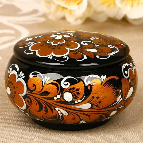 Bol En Bois Laqué Khokhloma Peint à La Main - Art Traditionnel Russe, Décoratif Ou Pour Service