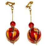 Boucles d'oreilles en verre soufflé Murano - Filigrane rouge