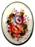 Broche en nacre motif fleurs