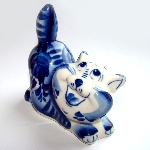 Statuette chat en porcelaine