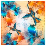 Foulard en soie motif oiseaux