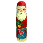 Père Noel en bois - Etui peint - Sapin de Noël 