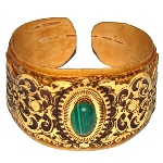 Bracelet en bois - écorce de bouleau - Malachite