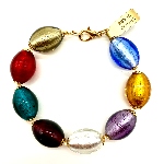 Bracelet en verre Murano - Perles Ovales multicolores