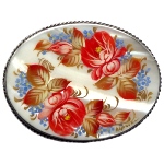 Broche russe en nacre peinte fleurs