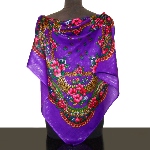 Foulard russe lilas à motif floral