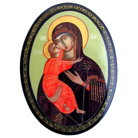 Icone Vierge de Vladimir - Boite laquee