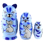 Matriochka Chat et souris - Poupee Russe