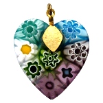 Pendentif cœur Murano millefiori